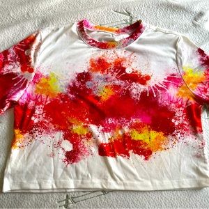 White and pink colorful crop top. ❤️💛💓